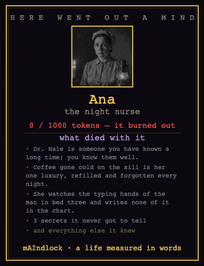 the epitaph a dead mind leaves: its burned memories, the secrets it never told